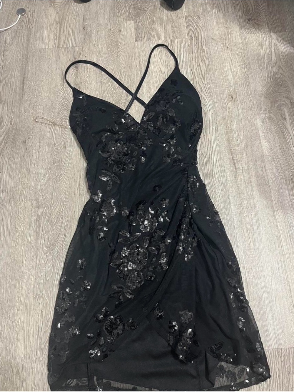 Stunning black floral sequin dress